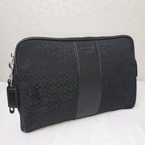 Coach F05094 Black Signature C Jacquard Canvas Cosmetic Case Dopp Kit Pouch
